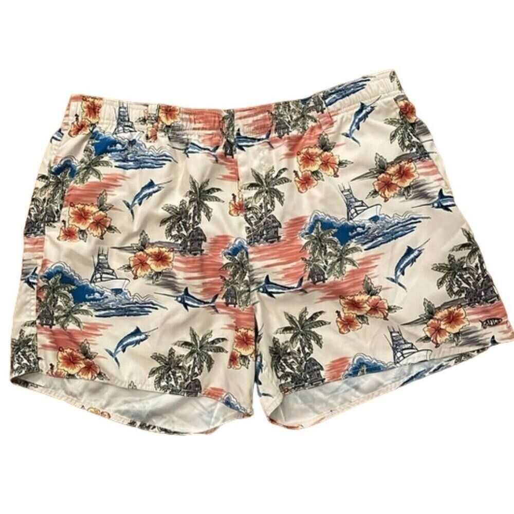 AFTCO Palmera Swim Trunks Mens XXL Khaki Billfish Fishing Beach